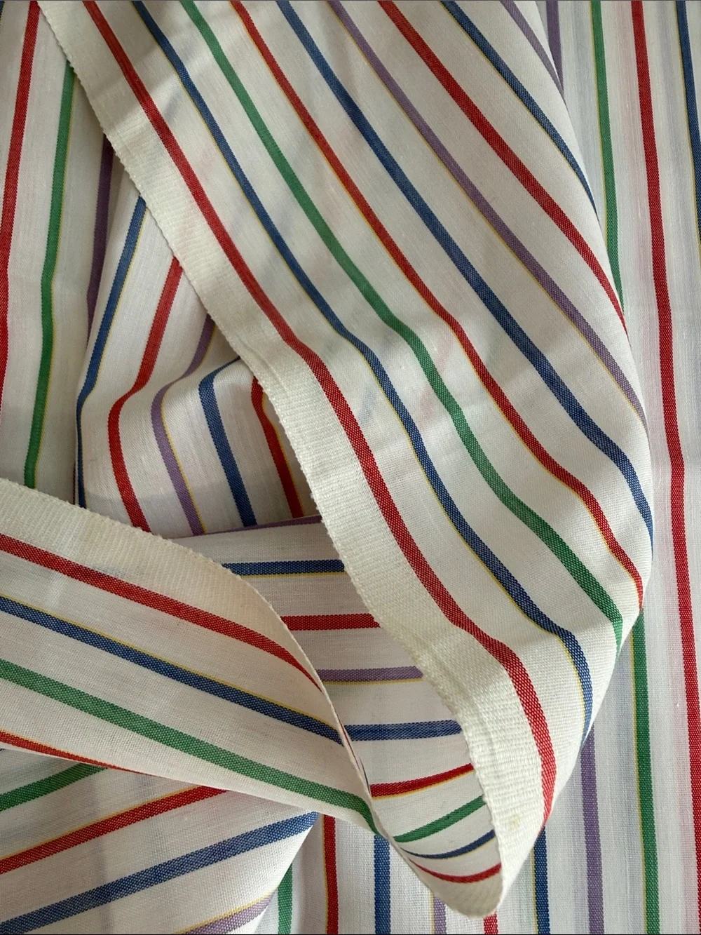Vintage 1970s Multicolor Stripe Fabric 2 3/4 Yards x 44” Shirting Dress